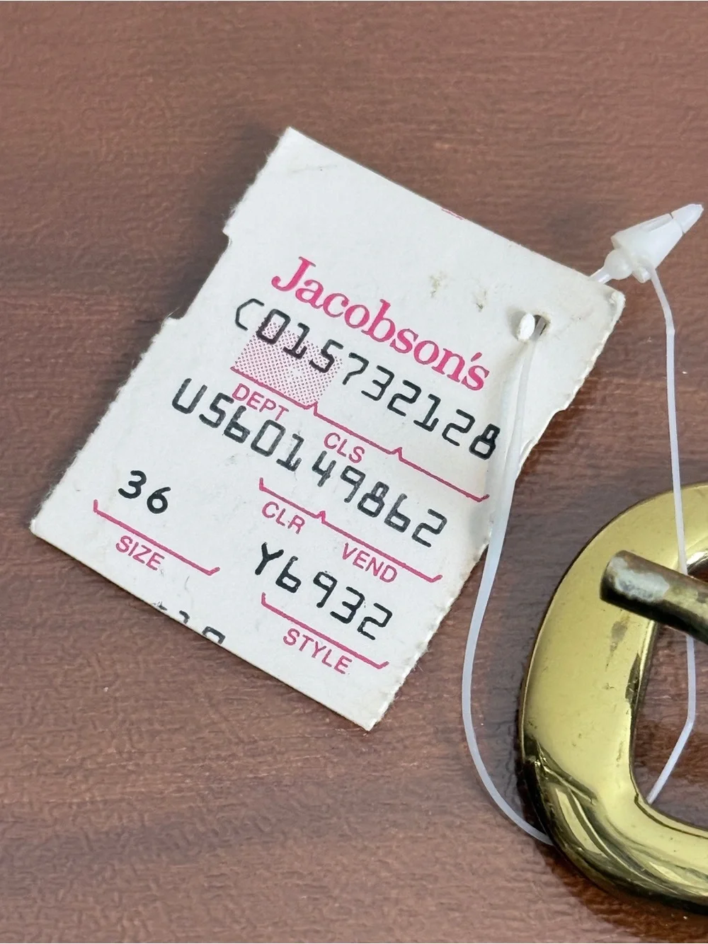 Vintage Torino Men’s Brown Leather & Tan Canvas Belt Jacobson’s 36 NWT